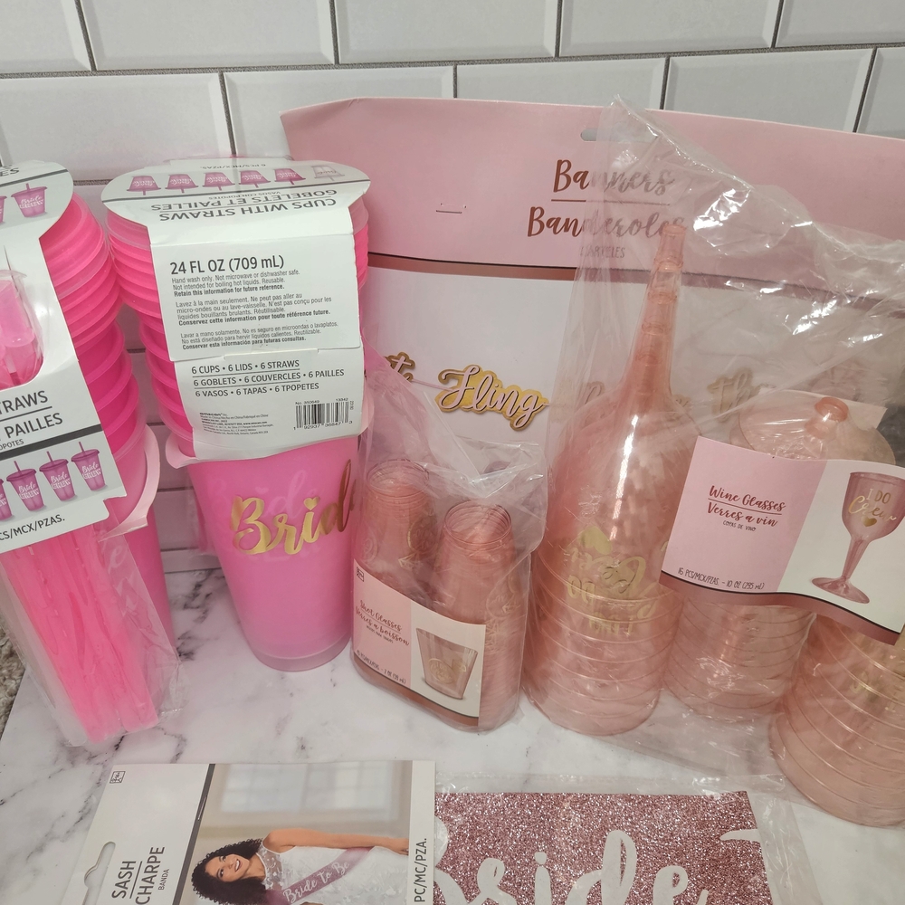 Pink Bridal Party Supplies Set